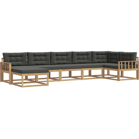 Conjunto de sofás de exterior 7 uds. 7 plaza Blanco y Antracita vidaXL (1/5)