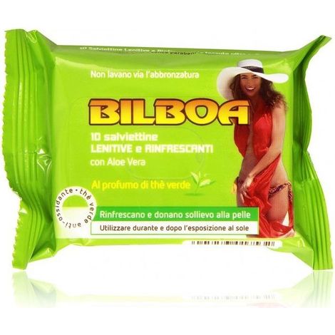 Pack de 50 lingettes au thé verts Bilboa apaisantes et rafraîchissantes (1/2)