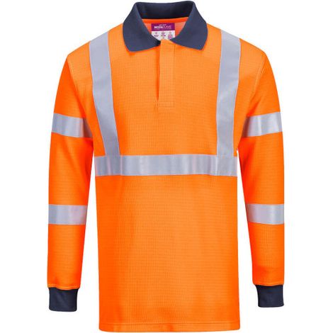 Polo ignífugo multinorma naranja cintas reflectantes RIS FR76 S Naranja