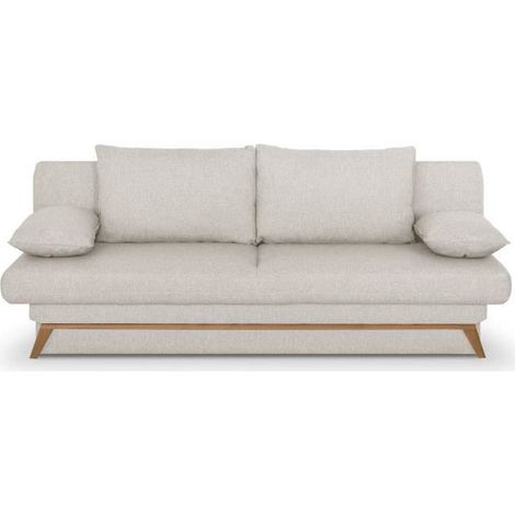 Banquette convertible - 3 places - NAOTO - Tissu beige - Coffre de rangement - 202 x 98 x 98 cm (1/5)