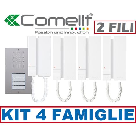 kit citofono quadrifamiliare comelit 2 fili kca2061a 4 famiglie citofoni 2738wa