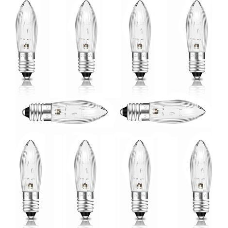 Lot de 10 Ampoule E10 24V 3W Bougie Blanc Chaud pour Arche Lumineuse Guirlande Noël (1/5)