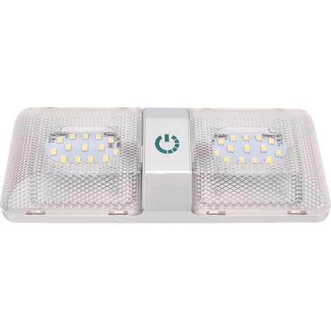 Lampe de plafond RV à double lecture, bouton tactile, gradation sans paliers, 48 LED, IP50 étanche, réglable pour camping-cars et remorques (1/5)