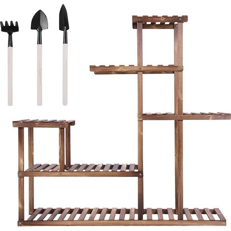 Étagère à plantes en bois à plusieurs niveaux, présentoir à fleurs pour balcon et jardin (1/5)