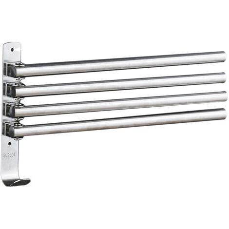 Porte-Serviettes avec 4 Barres 180°Rotatives en Acier Inoxydable SUS304 Porte Serviette Murale Sèche-Serviettes pour Salle de Bain Cuisine Lavabo- Argent (1/4)