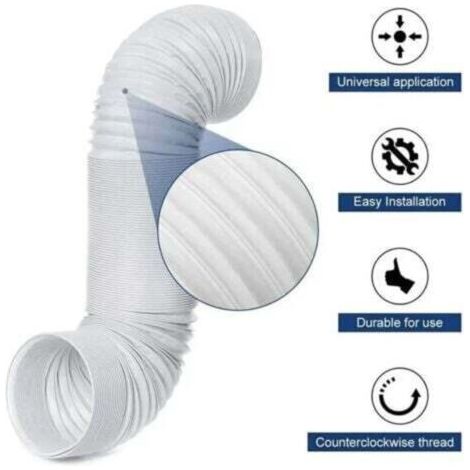 NALOOKAMIC  Tuyau Climatiseur Portable, PVC Souple, Diamètre 130 mm, Longueur 2 m, Parfait Pour Les Systèmes De Climatisation, Sèche-linge Et Hottes Aspirantes