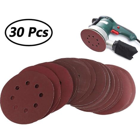 Lot de 30 disques abrasifs ronds de 125 mm (5 pouces) avec fixation auto-agrippante, grain 800-2000, pour le polissage des métaux. (1/4)