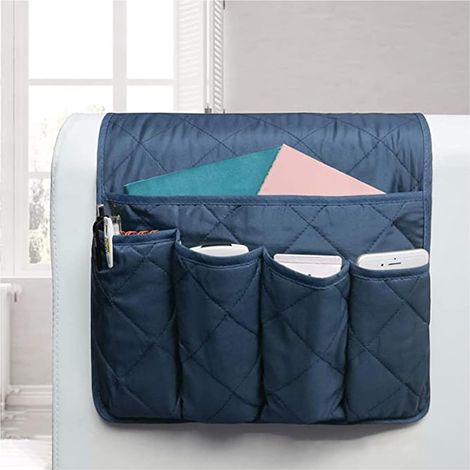 Organizador azul de 5 bolsillos para reposabrazos/silla, para guardar el mando a distancia/revistas/teléfono