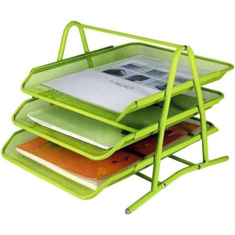 Portadocumenti, organizer, ripiano, portariviste, 3 livelli, vassoio portadocumenti A4 per riviste e libri, per armadi da ufficio, ecc. (1/5)