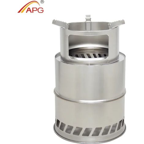 Réchaud à bois de camping grand format, brûleur à gaz portable en acier inoxydable, fourneau de camping, réchaud de cuisine portable (1/4)