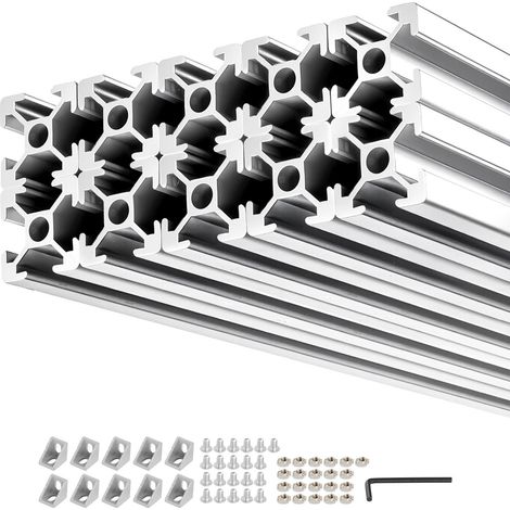 Mophorn 2020 Aluminiumprofil 10 Stück 122 cm, Eloxierte T-Nut-Profile nach EU-Standard, Robustes Strangpressprofil, Aluminiumschienen für 3D-Drucker-Zubehör, CNC-DIY-Arbeitsplätze und Montage, Silber (1/5)