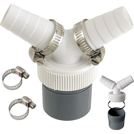 Adaptateur en Y Double Lave-laveuse pour 2 Lave-laveurs, Lave-Vaisselle et sèche-Linge, connecteur 19-24 mm à 40 mm avec Pince d’arrosage, Adaptateur Siphon ABS (1/5)