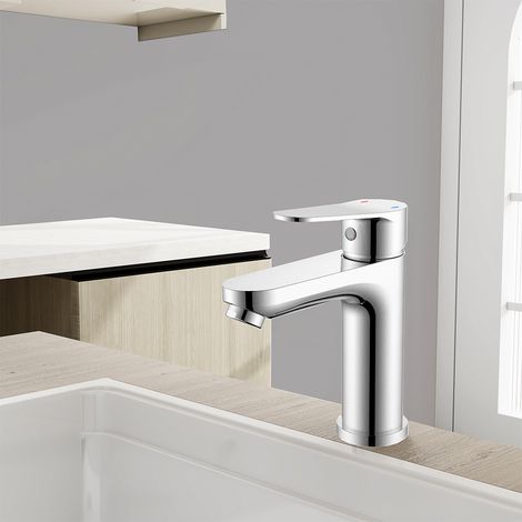AICAIT Rubinetto Lavabo Bagno, Miscelatore Lavabo Monocomando, Rubinetto Lavabo Acqua Fredda e Calda