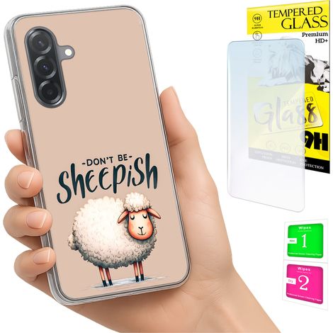 Custodia per Samsung Galaxy A36 / A56, cover posteriore con foto, pecora, vetro 9H (1/5)