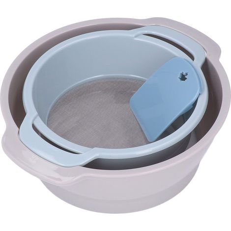 Set di setacci per polline, 1 set da 4 pezzi, design impilabile, salvaspazio, vassoio leggero con strumento da forno a rete, set di setacci per farina. (1/5)