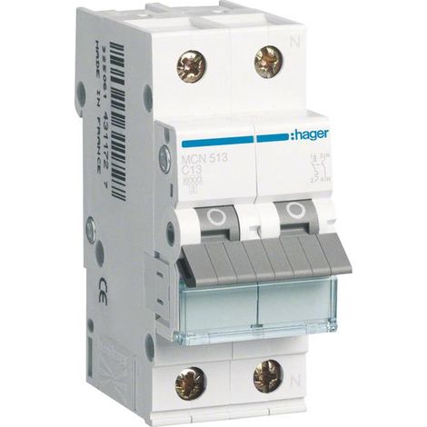 Interrupteur et disjoncteur Hager mcn513 13A 6kA