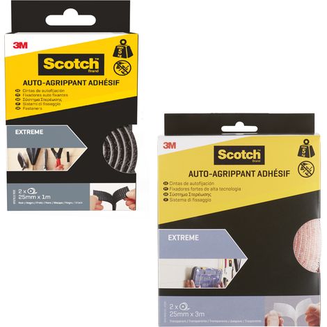 Rubans Auto-agrippants Scotch® Extrême fixation extra forte jusqu'à 5 kg résistants UV et eau intérieur extérieur murs et surfaces