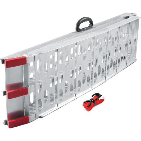 Wiltec Rampe de chargement pliable 2260 x 295 mm – capacité de charge max. 340 kg – en Aluminium – profil à trous – Rampe d'accès utilitaire moto ATV quad remorque