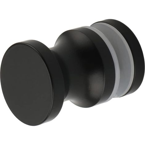 Poignée de Porte Douche Ronde Poigné de Porte en Verre Salle de Bain, en Acier Inoxydable SUS304, Finition Noire Mate, EL9000-B (1/5)