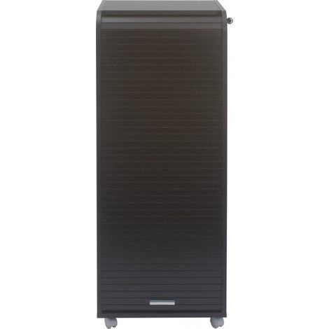 Grand caisson à rideau sur roulettes 3 tiroirs noir Orga 108cm (1/3)