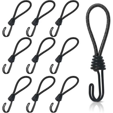 10 pieces Rubber Tensioner with Spiral Hooks, Short Elastic Tensioner Hook, Tarpaulin Tensioners with Double Hooks, 15cm (1/5)