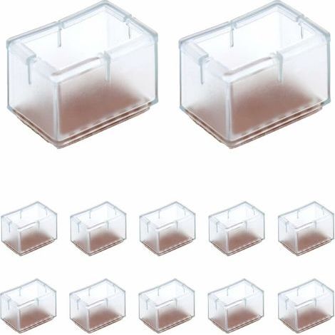 Lot de 12 patins en silicone pour pieds de chaise rectangulaires – Largeur 24-30mm x Longueur 39-47mm – Antidérapants pour sols durs (1/5)