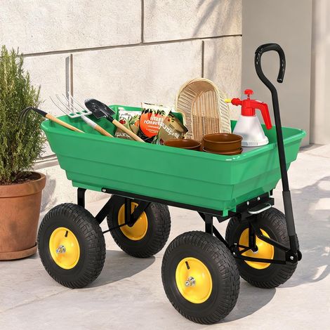 Chariot de jardin dunkelgrün en acier plastique 109 x 52 x 94 cm (1/5)