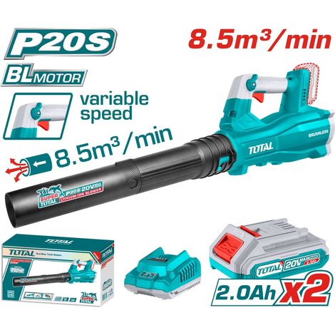 Soffiatore a batteria professionale 20V 8.5 mc/min 144 km/h con 2 Batterie 2Ah