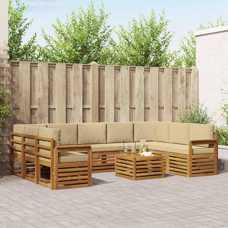 vidaXL Outdoor-Sofagarnitur 10 Stk. Natur und Beige (1/5)
