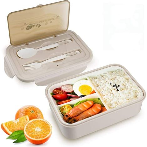 BelleRise - Boîte à bento avec couverts, fermeture étanche, polypropylène alimentaire, 1400 ml, approuvée FDA, sans BPA (1/5)