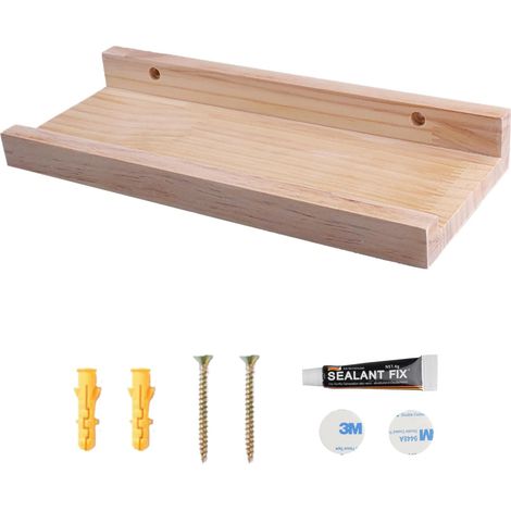 30 x 12 cm Étagère Murale Bois Massif, Tablette Murale Etagere Murale Pin Bois pour Maison, Bureau, Chambre, Salon, Salle de Bain, Cuisine, Naturel (1/5)
