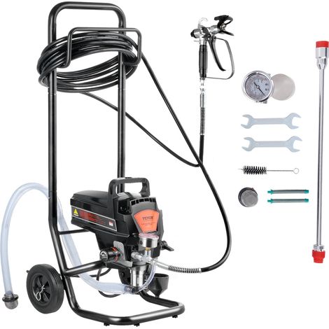 Système de Peinture par Pulvérisation 950 W 3000 PSI Pulvérisateur sans Air avec Chariot Pistolet de Peinture avec Tuyau 15 m 2 L/min pour Peinture Intérieure Extérieure Fournitures Clôtures (1/5)
