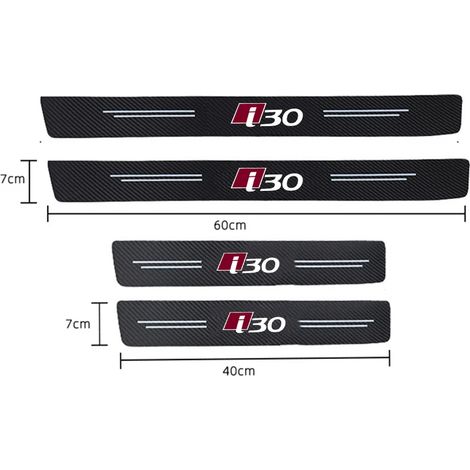 (i30) Pour Hyundai i20,i30,i40 et ioniq : kit de 4 accessoires auto,texture fibre de carbone,autocollants de seuil de porte (1/3)