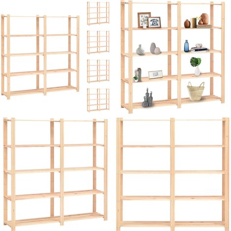 Étagères de rangement à 5 niveaux 5pcs 170x38x170 cm Pin 500 kg - Etagere De Rangement - Étagères Murales - Rangement Maison - Rangement Atelier - Meuble Rangement - Home & Living (1/5)