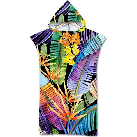 Serviette Poncho de Surf avec Capuche - Microfibre à Séchage Surfing Changement Robe Poncho Plage à Langer Adulte Enfant pour Les Sports Nautiques et Le Surf sur la Plage Piscine (1/5)