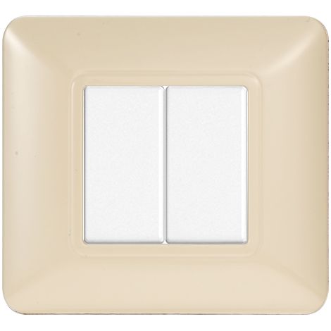Placca compatibile Bticino Matix 2 moduli plastica colore sabbia (1/6)