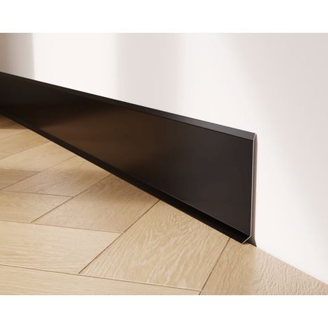 Dekorative Sockelleiste F aus rostfreiem Stahl für Wand und Wand 10cm x 270cm  - schwarz matt