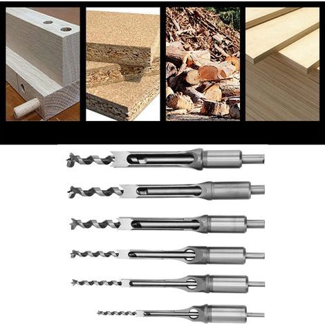 6-Piece Square Mortising Bit Set, Woodworking Hole Saw, Woodworking Tool (1/5)