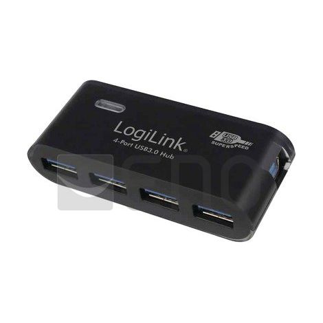 2direct GmbH Logilink USB 3.0 Hub, 4 Ports, inkl. Netzteil De 3.5A, Schwarz