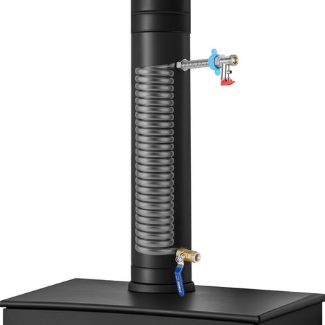 TolleTour Tubo para estufa de leña Ø120 mm, negro, con serpentín de acero inoxidable 304 de 5,5 m (1/5)