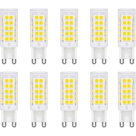 Bombillas LED G9 de 3W, blanco frío 6500k, no regulables, equivalentes a bombillas halógenas de 33W, bombillas LED G9 para iluminación del hogar, sin parpadeo, CA 220-240V, paquete de 10 [Clase energé (1/5)