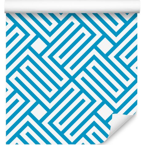 Carta da parati con motivo geometrico nei toni del celadon, turchese e bianco, 50x1000 cm. (1/5)