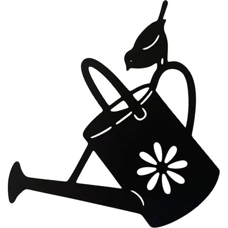 Décoration Murale Vintage en Métal Fer Forgé Noir Arrosoir et Oiseau, Design Élégant Sculpté, pour Intérieur et Bureau (1/5)