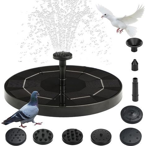 Fontaine solaire à 8 buses - 16 cm - Idéale pour une utilisation extérieure : bassin, piscine, terrasse, jardin (1/5)
