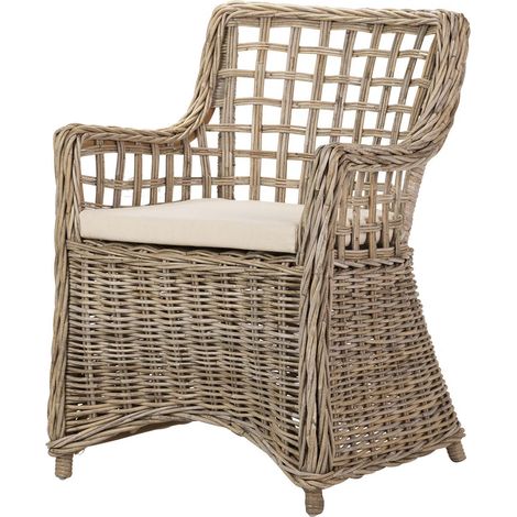 Fauteuil en rotin marron avec coussin 64 x 62 x 87 cm (1/2)