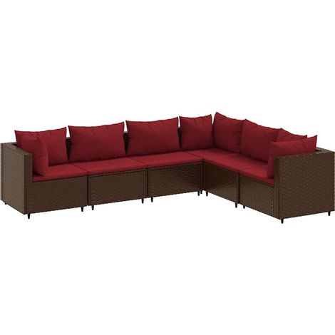 Maison Exclusive - Set Mobili da Giardino 6pz con Cuscini in Polyrattan Marrone
