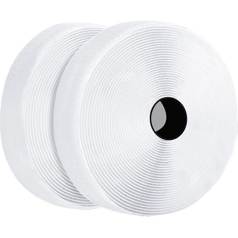 8M Bande Agrippantes Adhésives Rubans Adhésifs Bande Ruban Scratch Autocollant Moustiquaire Hook Loop Rouleau Scratch Autoadhésif, pour moustiquaire fenetre, Blanc 8m x 2 (1/5)