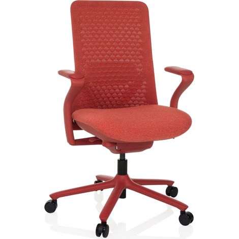 Bürostuhl / Drehstuhl VERVIO Rücken 3D Netzstoff / Sitz Stoff rot hjh OFFICE (1/5)