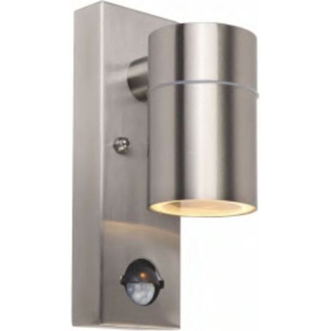 Applique murale extérieure LED en acier inoxydable avec détecteur de mouvement PIR réglable et interrupteur crépusculaire, étanche IP54, 230 V, ampoule GU10 5 W blanc chaud 3000 K inc (1/4)