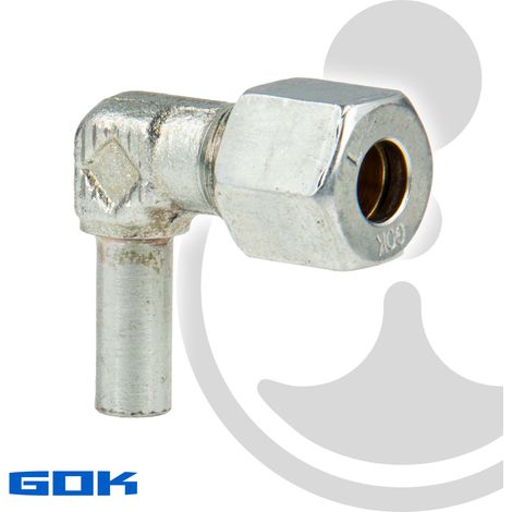 Schneidringverschraubung Typ EVW - 90° Winkel - Verschraubung Ø 15 mm Rohrstutzen x RVS, Stahl verzinkt, Schneidring Messing